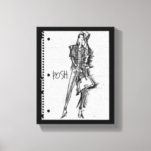 Wild Apple   Posh - Edgy Vintage Sketch Canvas Print