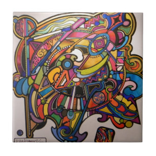 wild art deco vibrant graphic design tile