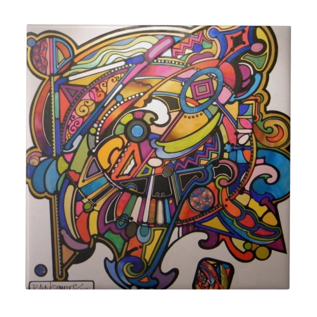 wild art deco vibrant graphic design tile (Front)