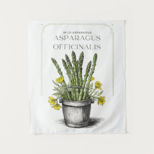 Wild Asparagus Sketch Design: Nature-Inspired Tapestry
