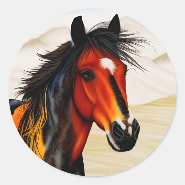 Wild At Heart - A Spirited Western Pinto Pony Classic Round Sticker (Front)