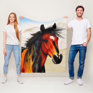 Wild At Heart - A Spirited Western Pinto Pony Fleece Blanket