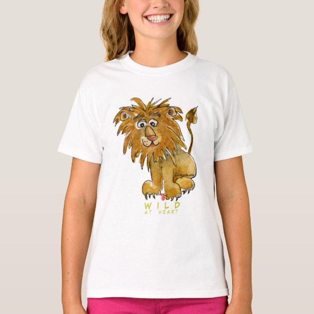 Wild At Heart Cartoon Lion T-Shirt (Devant)
