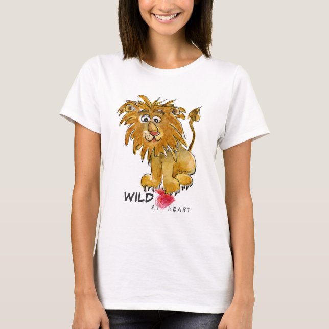 Wild At Heart Cartoon Lion T-Shirt (Front)