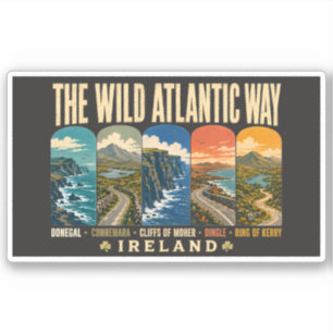 Wild Atlantic Way Ireland Landmarks Illustration