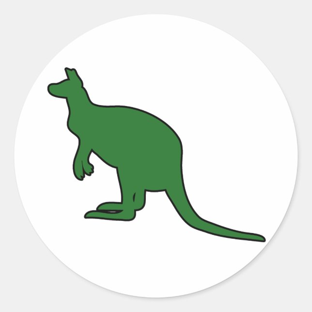 Wild Australian Kangaroo Marsupial Roo Silhouette Classic Round Sticker (Front)