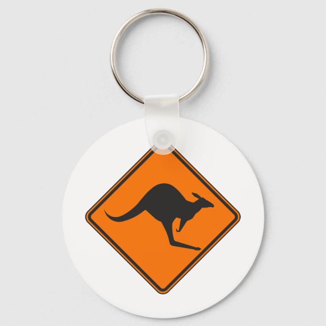 Wild Australian Kangaroo Marsupial Roo Silhouette Keychain (Front)
