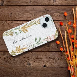 Wild Autumn Botanicals Personalize Name iPhone 15 Case