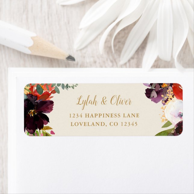 Wild Autumn Bouquet | Wedding Return Address (Insitu)