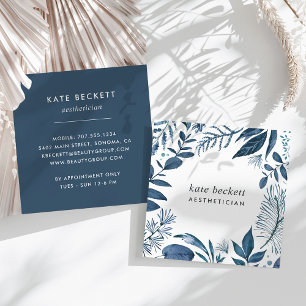 Wild Azure Botanical Frame Square Business Card