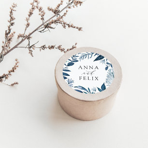 Wild Azure Botanical Wedding Classic Round Sticker