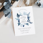 Wild Azure Frame Wedding Invitation<br><div class="desc">Our Wild Azure wedding invitation frames your names with an elegant square border of winter watercolor foliage in icy shades of blue. A modern and elegant take on the botanical trend for winter weddings in chic blue and white.</div>