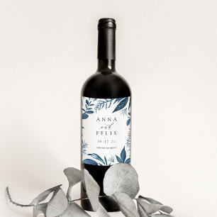 Wild Azure   Personalized Wedding Wine Label