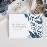 Wild Azure Save the Date Card<br><div class="desc">Our Wild Azure save the date card features your key wedding details (names,  wedding date,  location and website) accented by winter watercolor foliage in icy shades of blue. A modern and elegant save the date design that's a chic minimalist take on the botanical trend.</div>