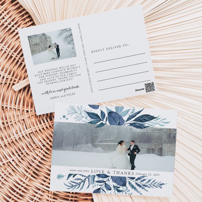 Wild Azure | Wedding Photo Thank You Postcard (Creator Uploaded)