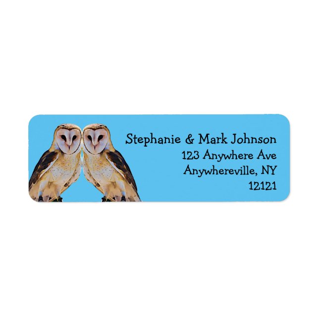 Wild Barn Owl Bird Artwork Name Personalized Blue (Front)