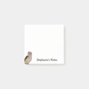 Wild Barn Owl Bird Artwork Name Personalized White Post-it Notes