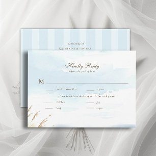 Wild Beach Fence Ocean Stripes Wedding Meal RSVP