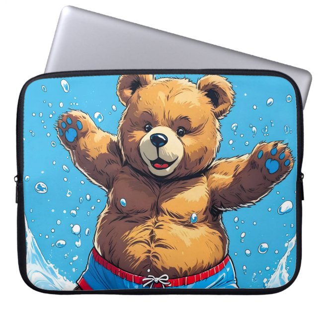 Wild Bear Summer Vintage Pool  Laptop Sleeve (Front)