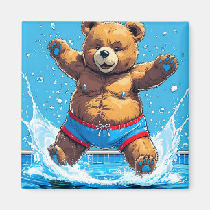 Wild Bear Summer Vintage Pool Magnet