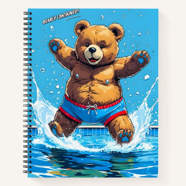 Wild Bear Summer Vintage Pool  Notebook (Front)