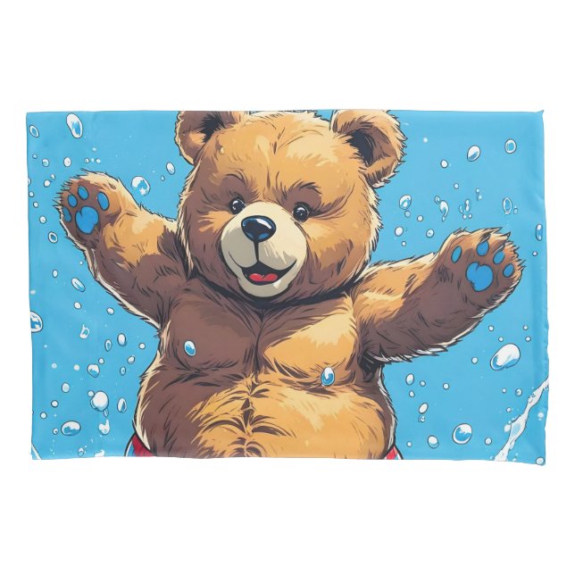 Wild Bear Summer Vintage Pool  Pillowcase (Front)
