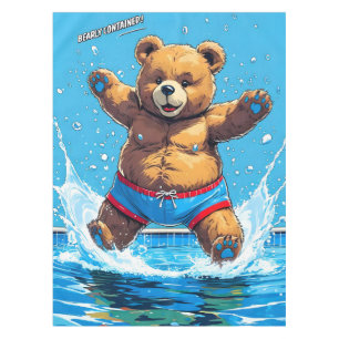 Wild Bear Summer Vintage Pool  Tablecloth