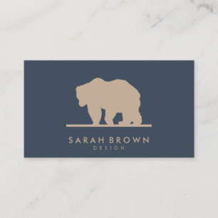 Wild Bear Walking navy Business Card