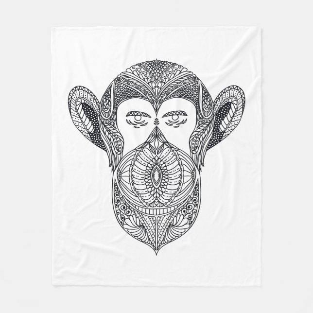 Wild Beast Of The Forest Doodle Fleece Blanket (Front)