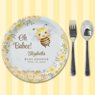 Wild Bee Baby shower Gender Neutral Paper Plate
