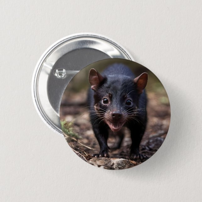 Wild Beginnings: The Young Tasmanian Devil 2 Inch Round Button (Front & Back)