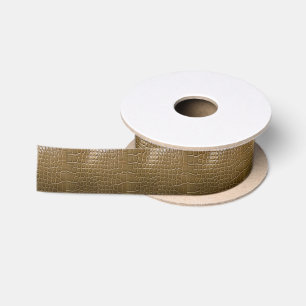 wild beige brown alligator crocodile  leather satin ribbon