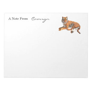Wild Big Cat Tiger Over Black Personalized Name Notepad