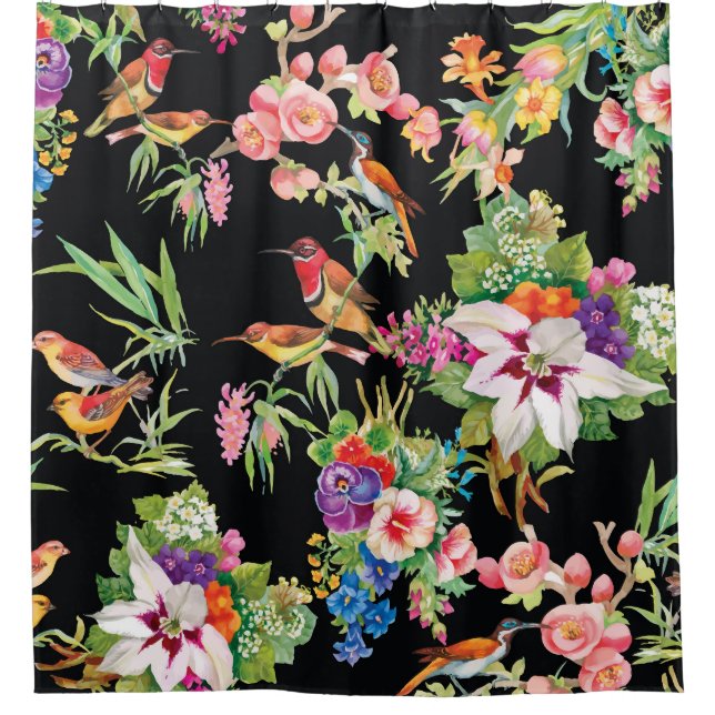 Wild Birds Flowers: Black Vintage (Front)