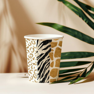 Wild birthday animal print gold Safari Paper Cups