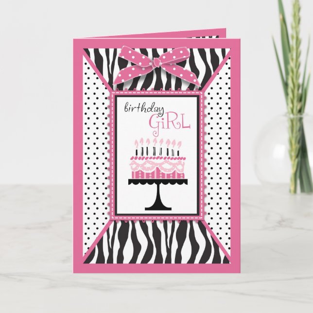 Wild Birthday Cake Card Pink (Front)