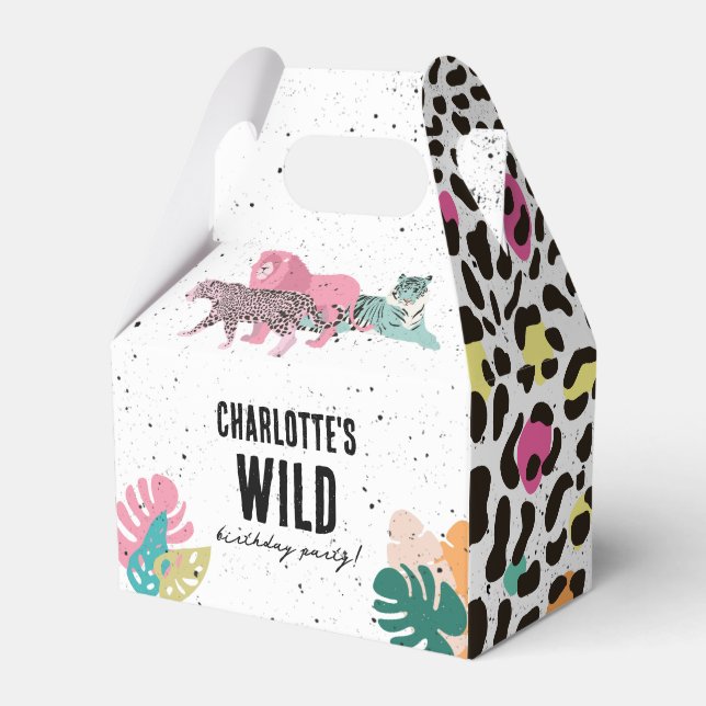 Wild Birthday Party Jungle Animals Kids Birthday Favor Box (Front Side)