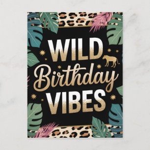 Wild Birthday Vibes Graphic: Jungle Theme Postcard