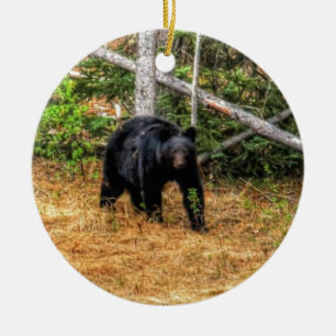 Wild Black Bear & Yukon Forest Photo Art Ceramic Ornament