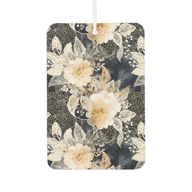 Wild Black Cream Leopard Animal Floral Air Freshener (Front)