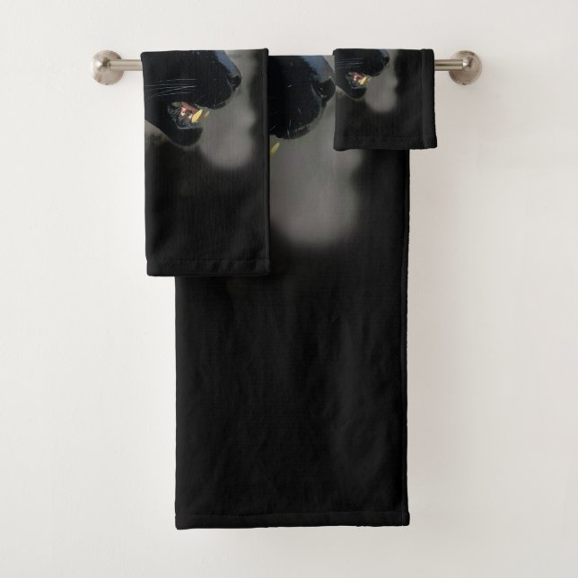 Wild Black Jaguar Bath Towel Set (Insitu)