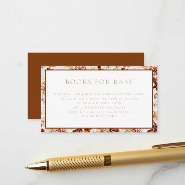 Wild Bloom Rustic Floral Books for Baby Enclosure Card (Front/Back In Situ)