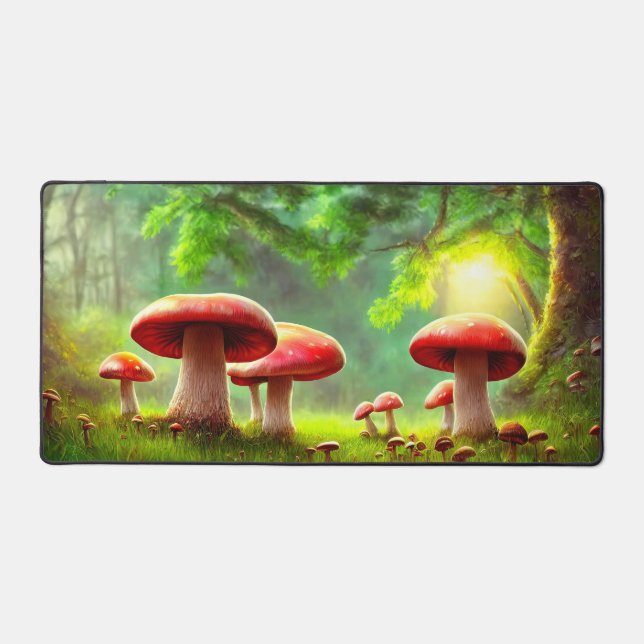 Wild Blooming Mushrooms Desk Mat (Front)