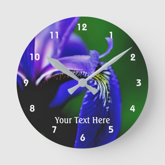 Wild Blue Flag Iris Flower Petal Nature Round Clock (Front)