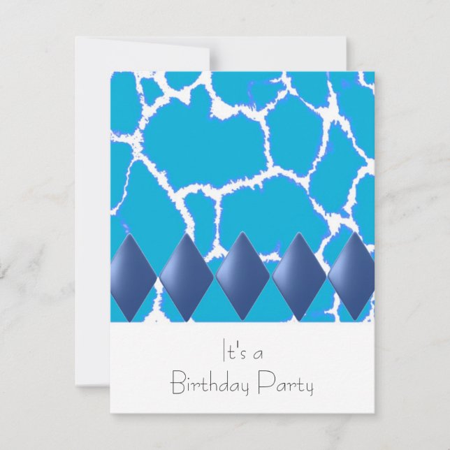 Wild Blue Giraffe Pattern Birthday Invitation (Front)