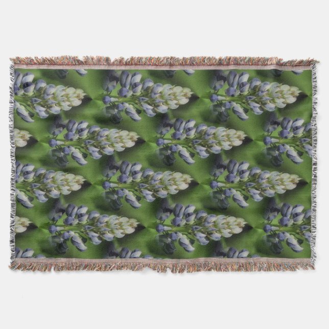 Wild Blue Lupine Flowers Nature Pattern Throw Blanket (Front)