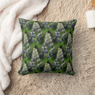 Wild Blue Lupine Flowers Nature Pattern Throw Pillow