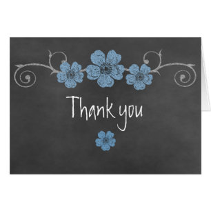 Wild Blue Rose Chalkboard Merci Carte de note