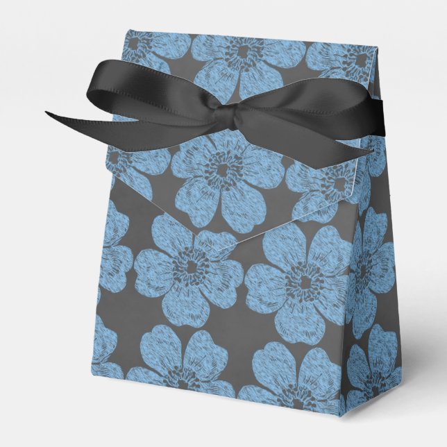 Wild Blue Roses Chalkboard Favor Box (Front Side)