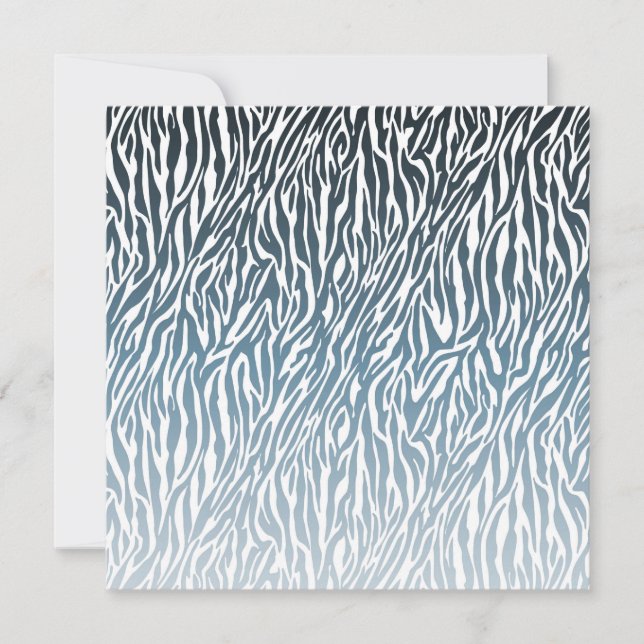 Wild Blue Zebra Print Ombre Invitation (Front)